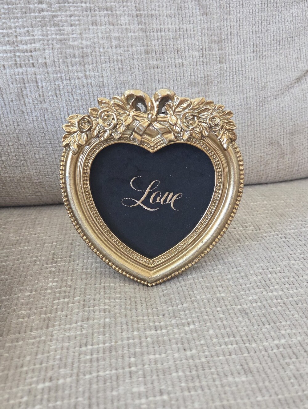 Gold Heart-Shaped Floral Picture Frame - Love Accent